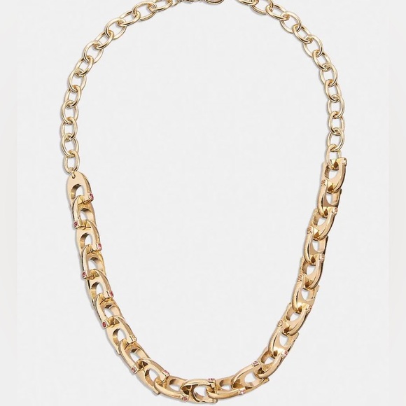 NWT Coach Chunky Signature Chain Link Necklace with dustbag